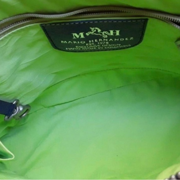 Mario Hernandez Blue pebbled leather domed satchel - Picture 5 of 5